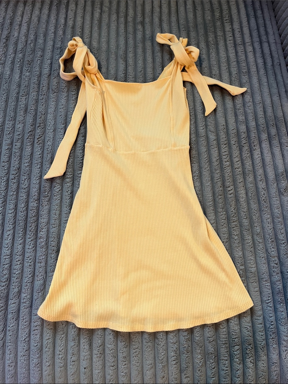 Reformation Pastel Orange Tie-Shoulder Ribbed Mini Dress